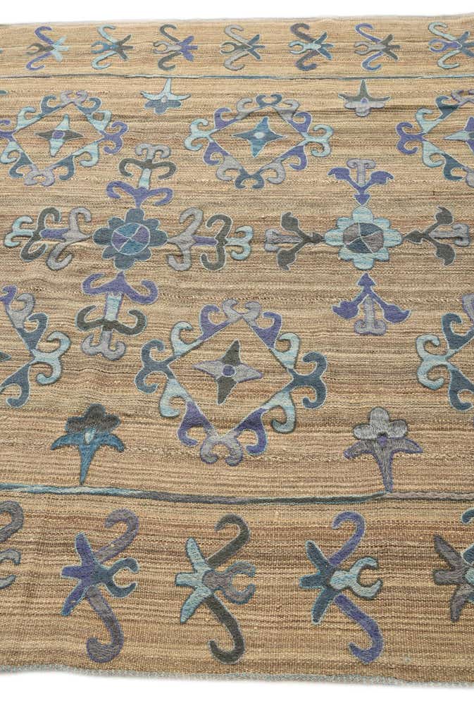 6' 2 x 7' Hand Woven Kilim Suzani Wool Rug