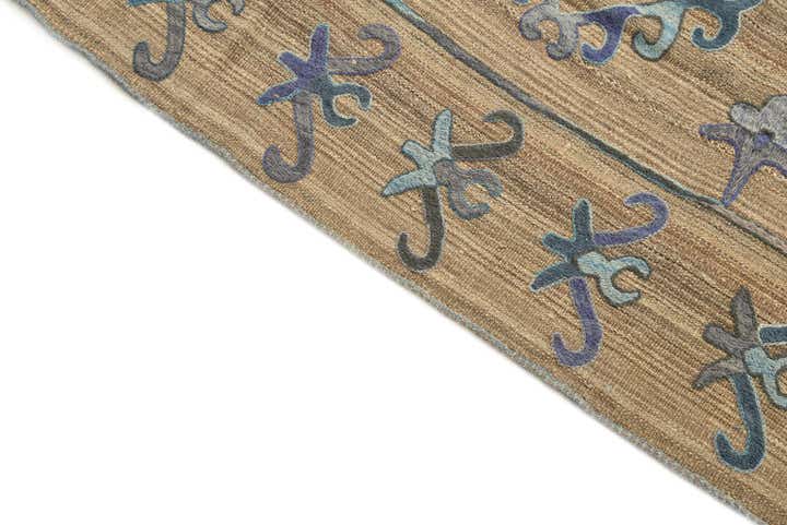 6' 2 x 7' Hand Woven Kilim Suzani Wool Rug