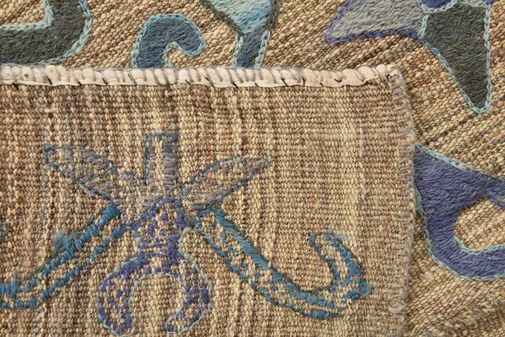 6' 2 x 7' Hand Woven Kilim Suzani Wool Rug