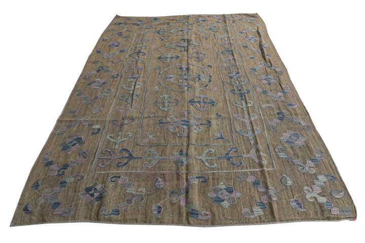 195cm x 275cm Handgewebt Kilim Suzani Wolle Teppich