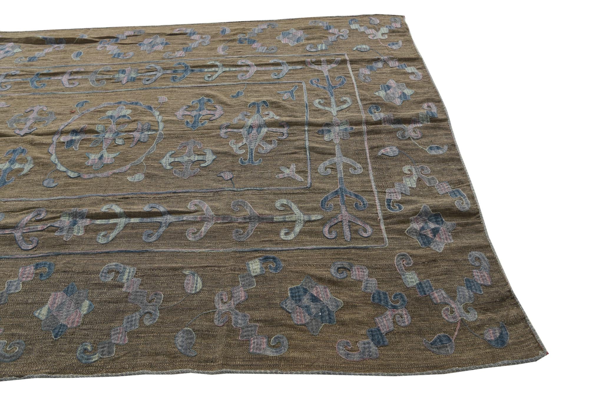 6' 5 x 9' Hand Woven Kilim Suzani Wool Rug