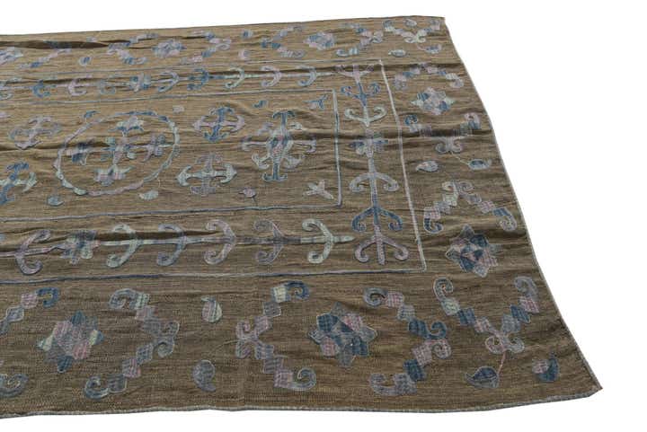 195cm x 275cm Handgewebt Kilim Suzani Wolle Teppich