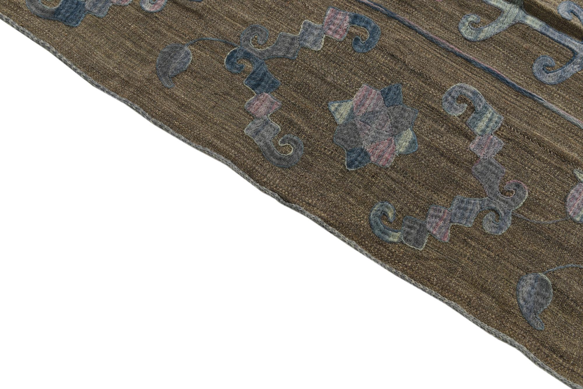 6' 5 x 9' Hand Woven Kilim Suzani Wool Rug