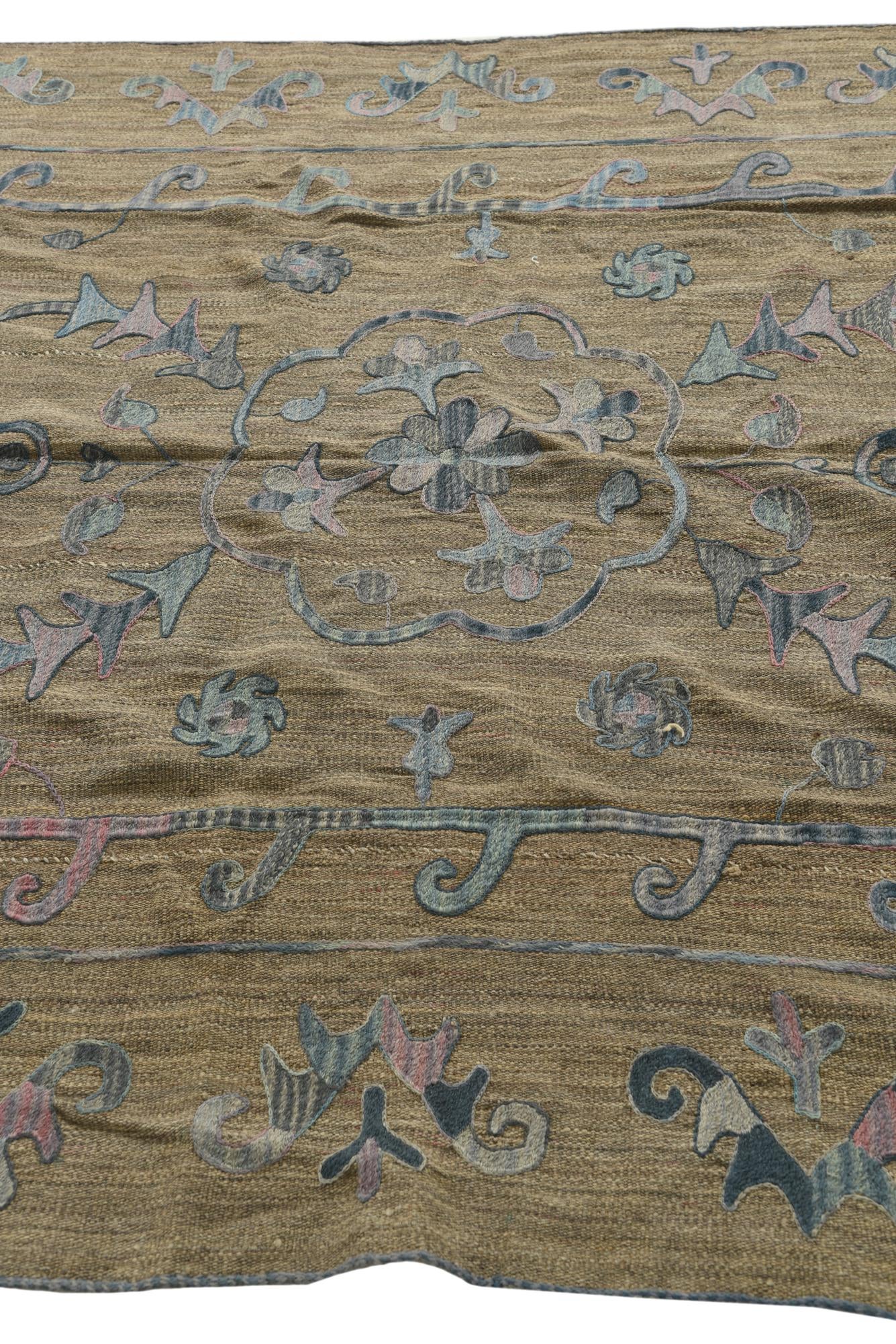 5' 10 x 7' 7 Hand Woven Kilim Suzani Wool Rug