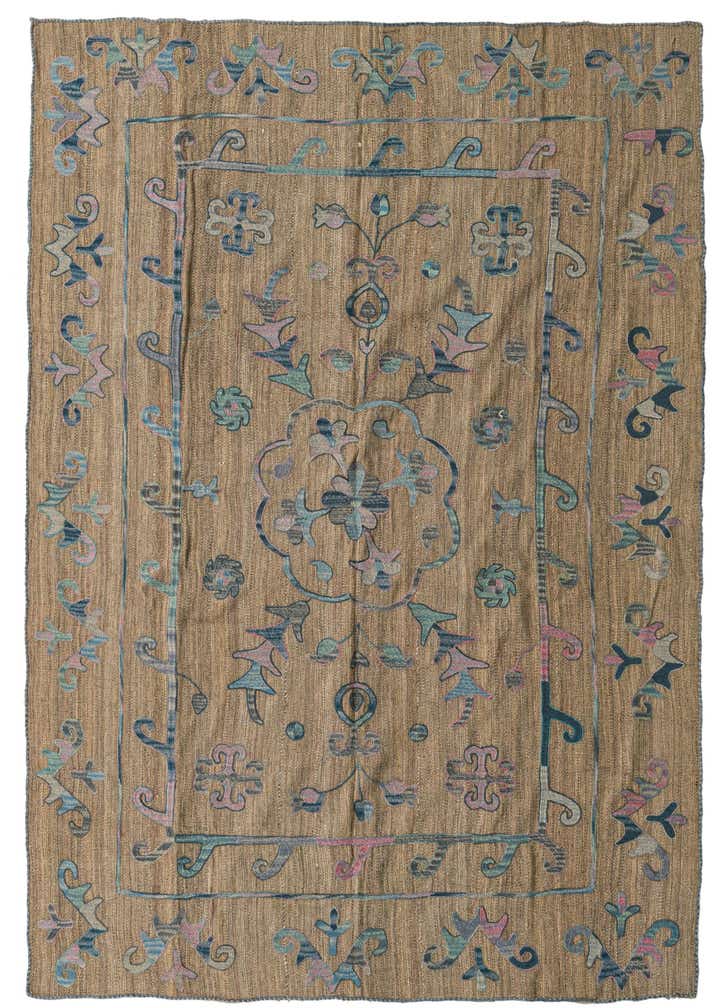 5' 10 x 7' 7 Hand Woven Kilim Suzani Wool Rug