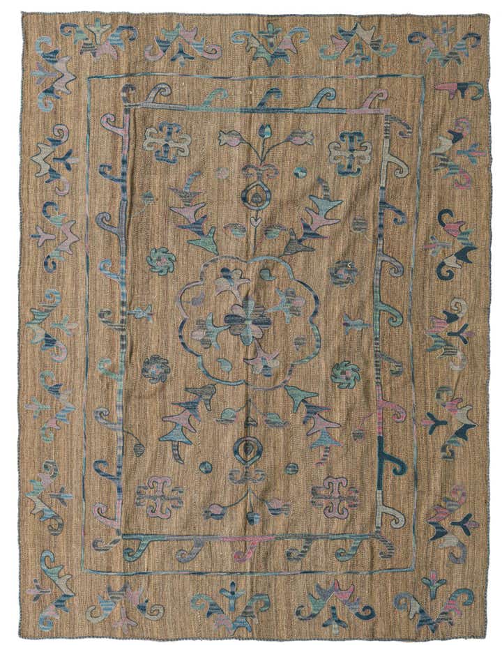5' 10 x 7' 7 Hand Woven Kilim Suzani Wool Rug