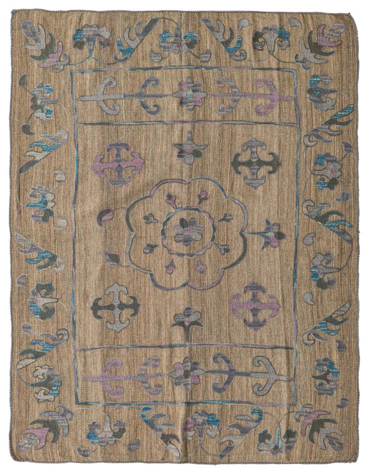 Detail image of 5' x 6' 6 Hand Woven Kilim Suzani Wool Rug