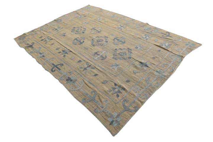 5' 6 x 7' 5 Hand Woven Kilim Suzani Wool Rug