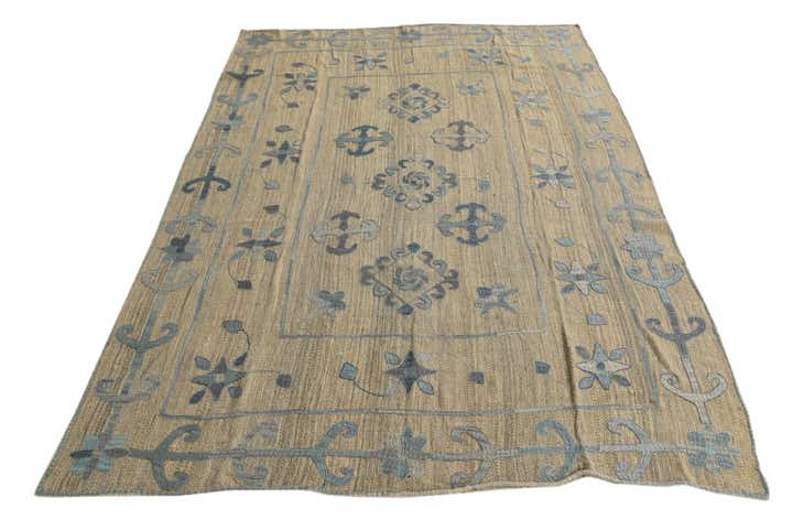 5' 6 x 7' 5 Hand Woven Kilim Suzani Wool Rug