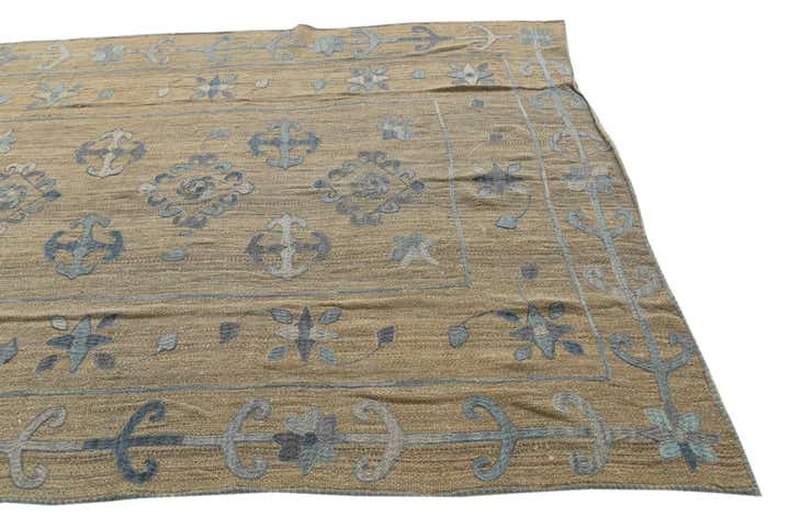 5' 6 x 7' 5 Hand Woven Kilim Suzani Wool Rug
