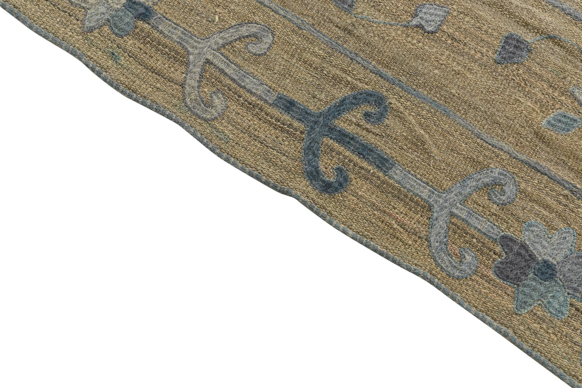 5' 6 x 7' 5 Hand Woven Kilim Suzani Wool Rug