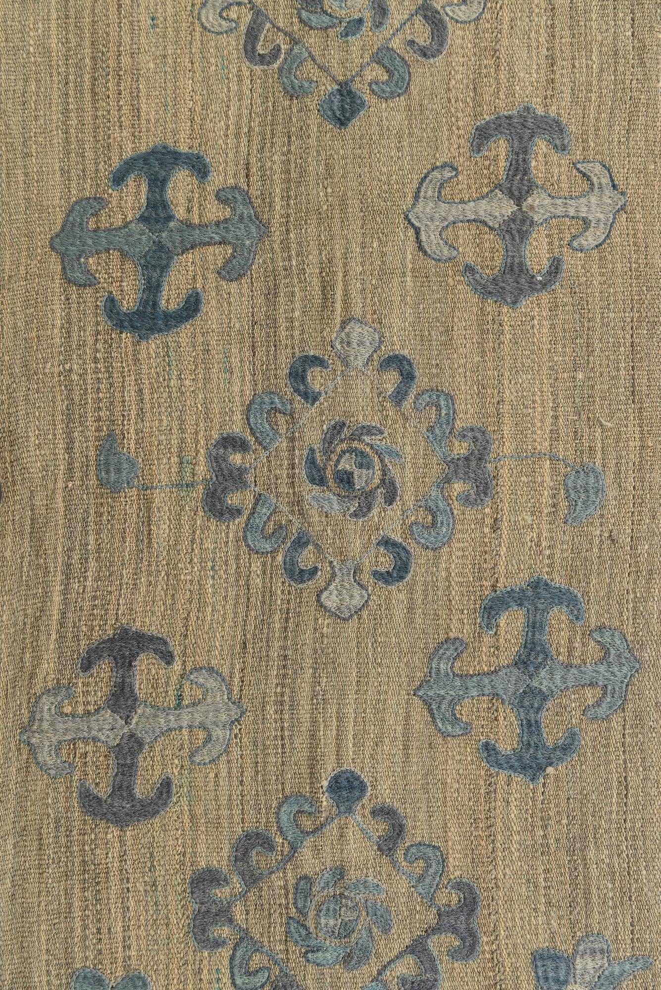5' 6 x 7' 5 Hand Woven Kilim Suzani Wool Rug