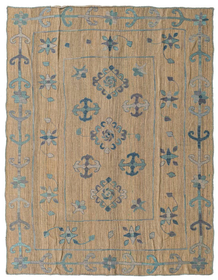 Detail image of 5' 6 x 7' 5 Hand Woven Kilim Suzani Wool Rug
