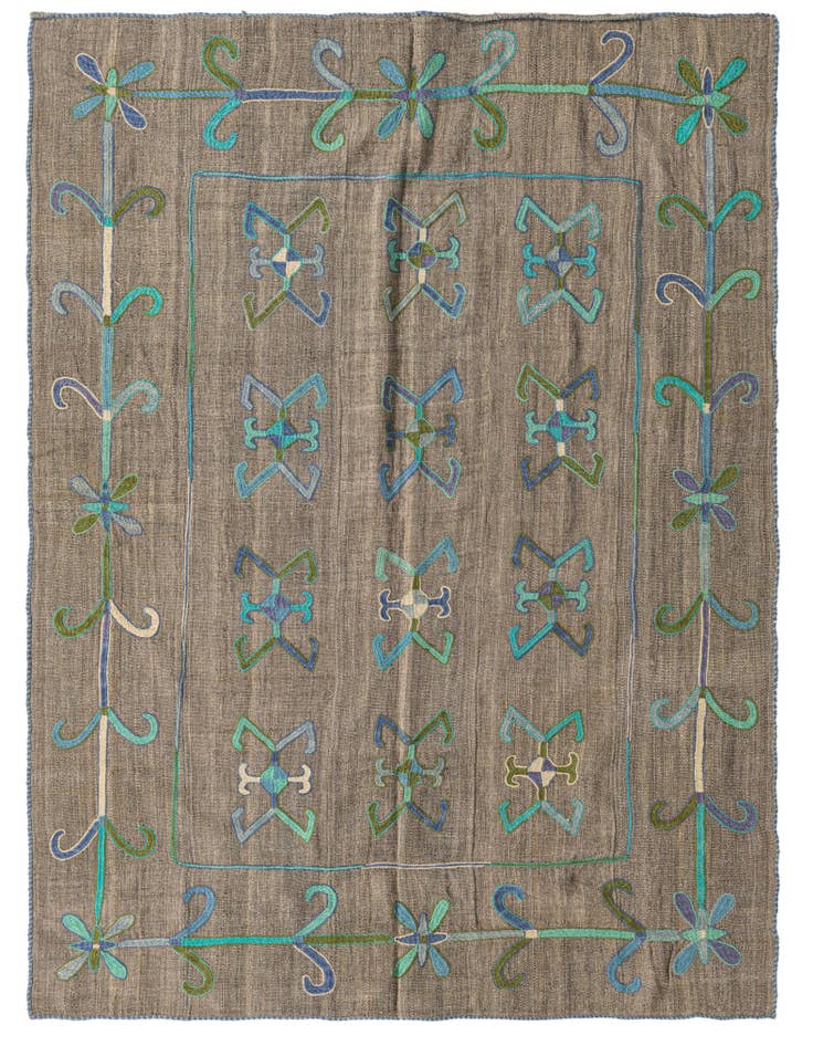 Detail image of 5' x 6' 3 Hand Woven Kilim Suzani Wool Rug