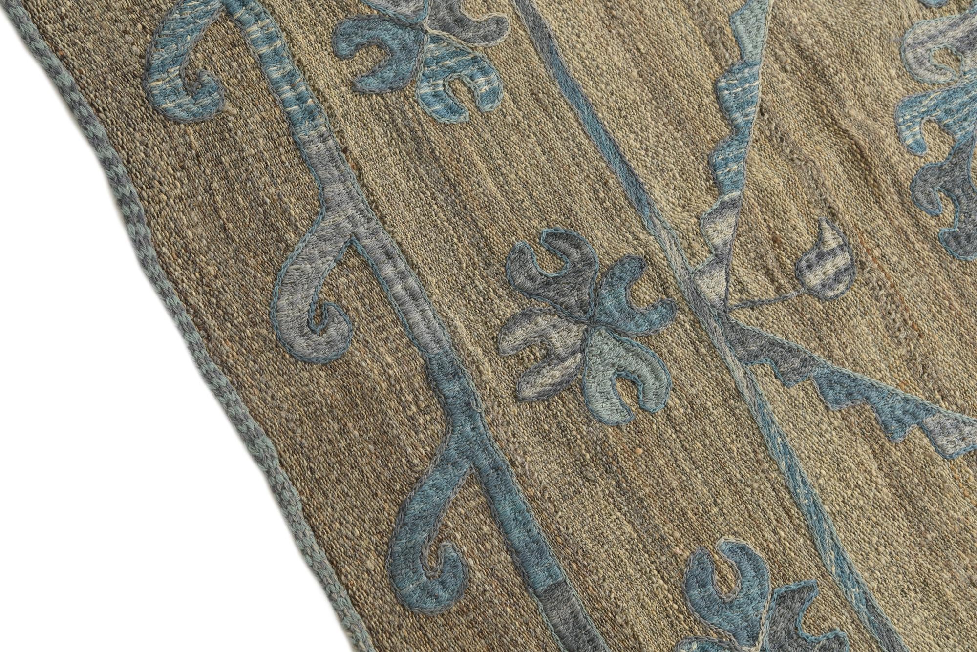 4' 9 x 6' 4 Hand Woven Kilim Suzani Wool Rug