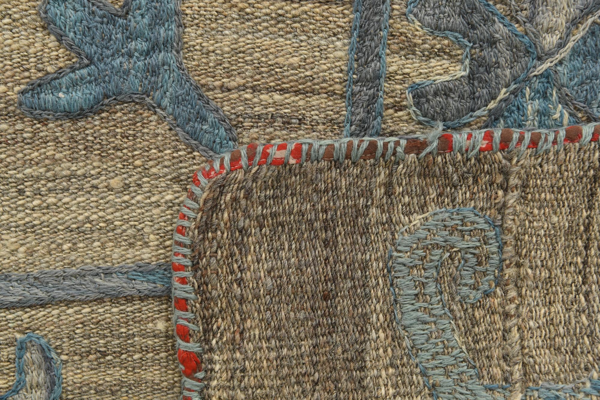 4' 9 x 6' 4 Hand Woven Kilim Suzani Wool Rug