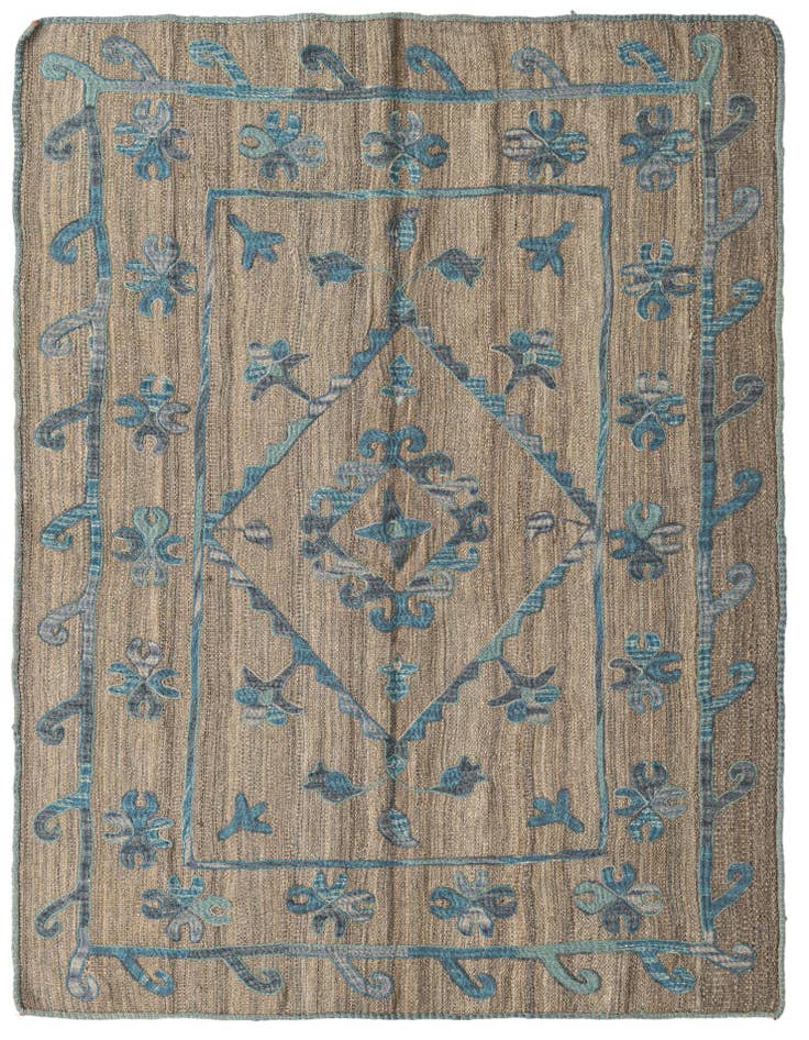 Detail image of 4' 9 x 6' 4 Hand Woven Kilim Suzani Wool Rug