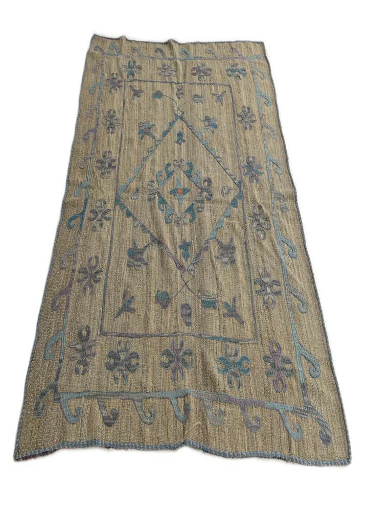 4' 9 x 6' 4 Hand Woven Kilim Suzani Wool Rug