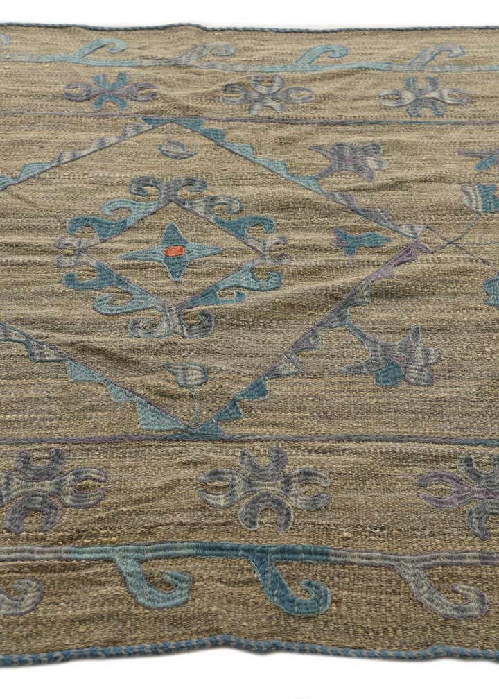 4' 9 x 6' 4 Hand Woven Kilim Suzani Wool Rug