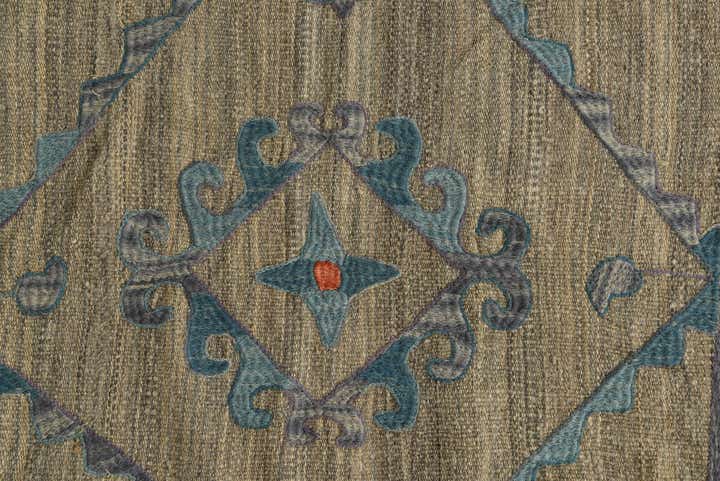 4' 9 x 6' 4 Hand Woven Kilim Suzani Wool Rug