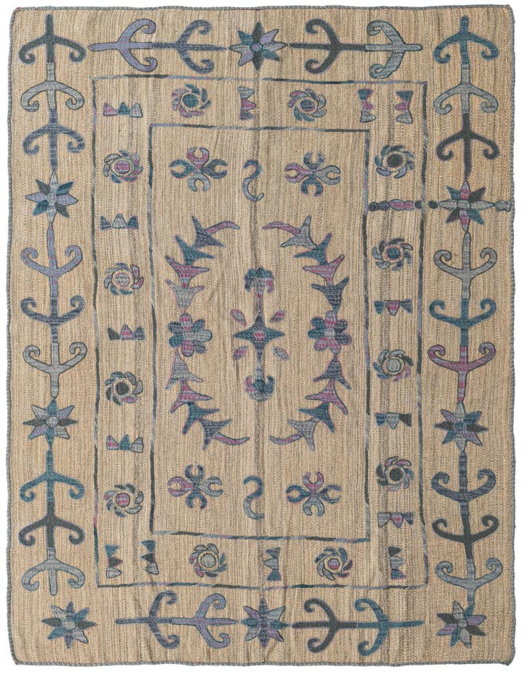 Detail image of 5' x 6' 8 Hand Woven Kilim Suzani Wool Rug