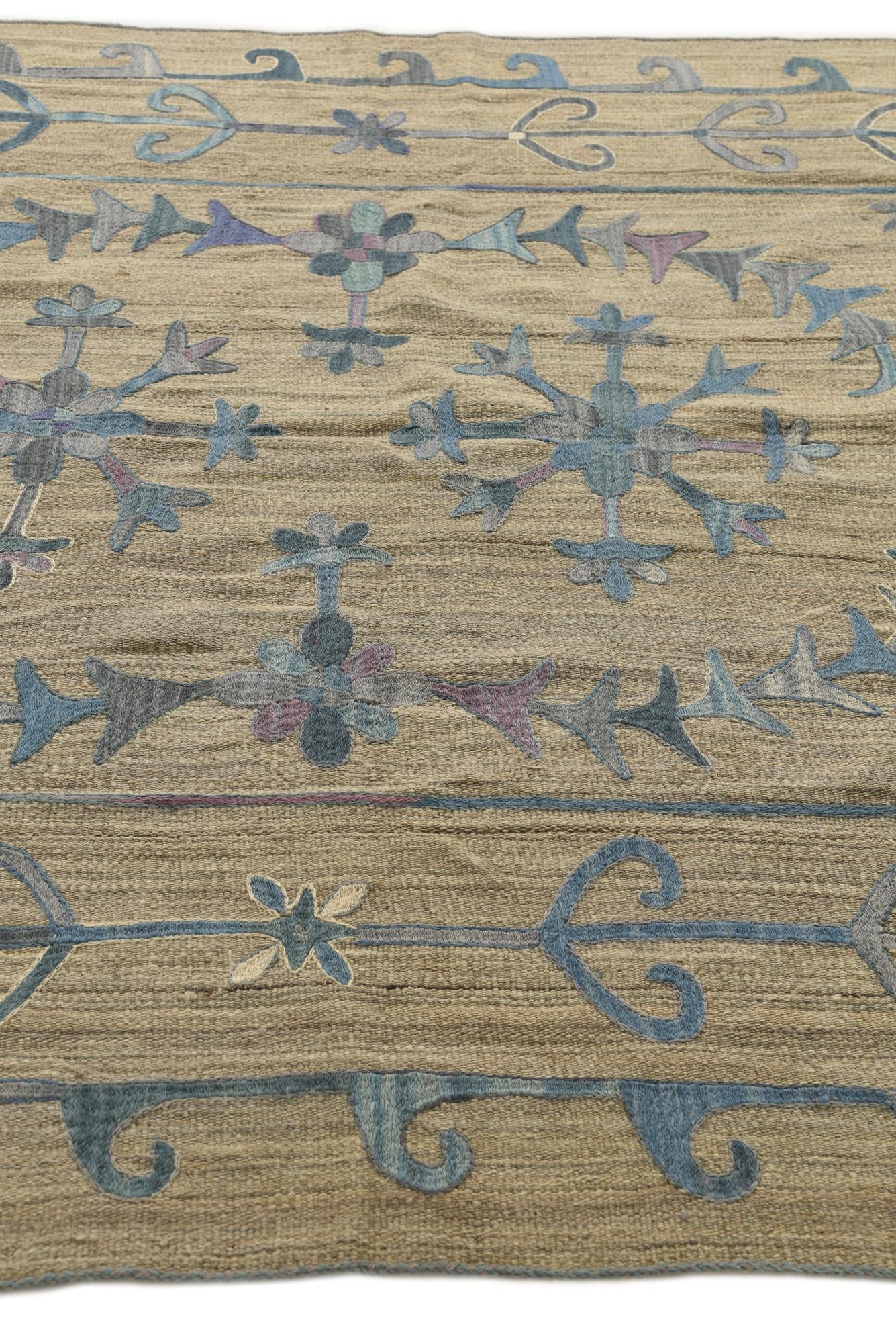 5' 10 x 7' 1 Hand Woven Kilim Suzani Wool Rug