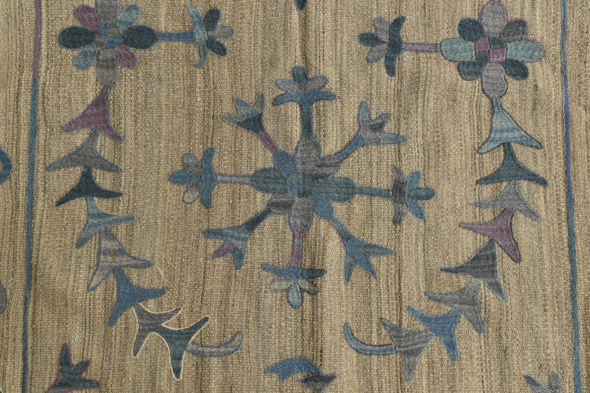 5' 10 x 7' 1 Hand Woven Kilim Suzani Wool Rug