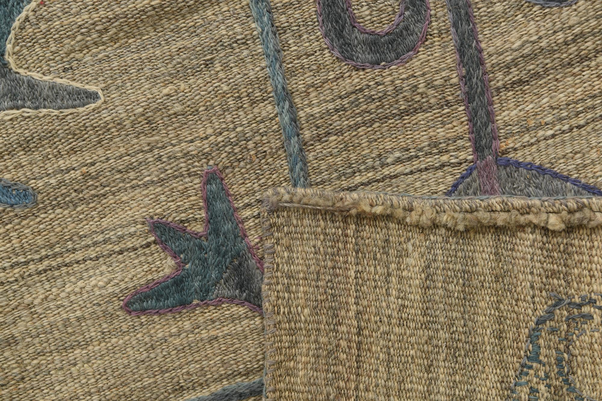 5' 10 x 7' 1 Hand Woven Kilim Suzani Wool Rug