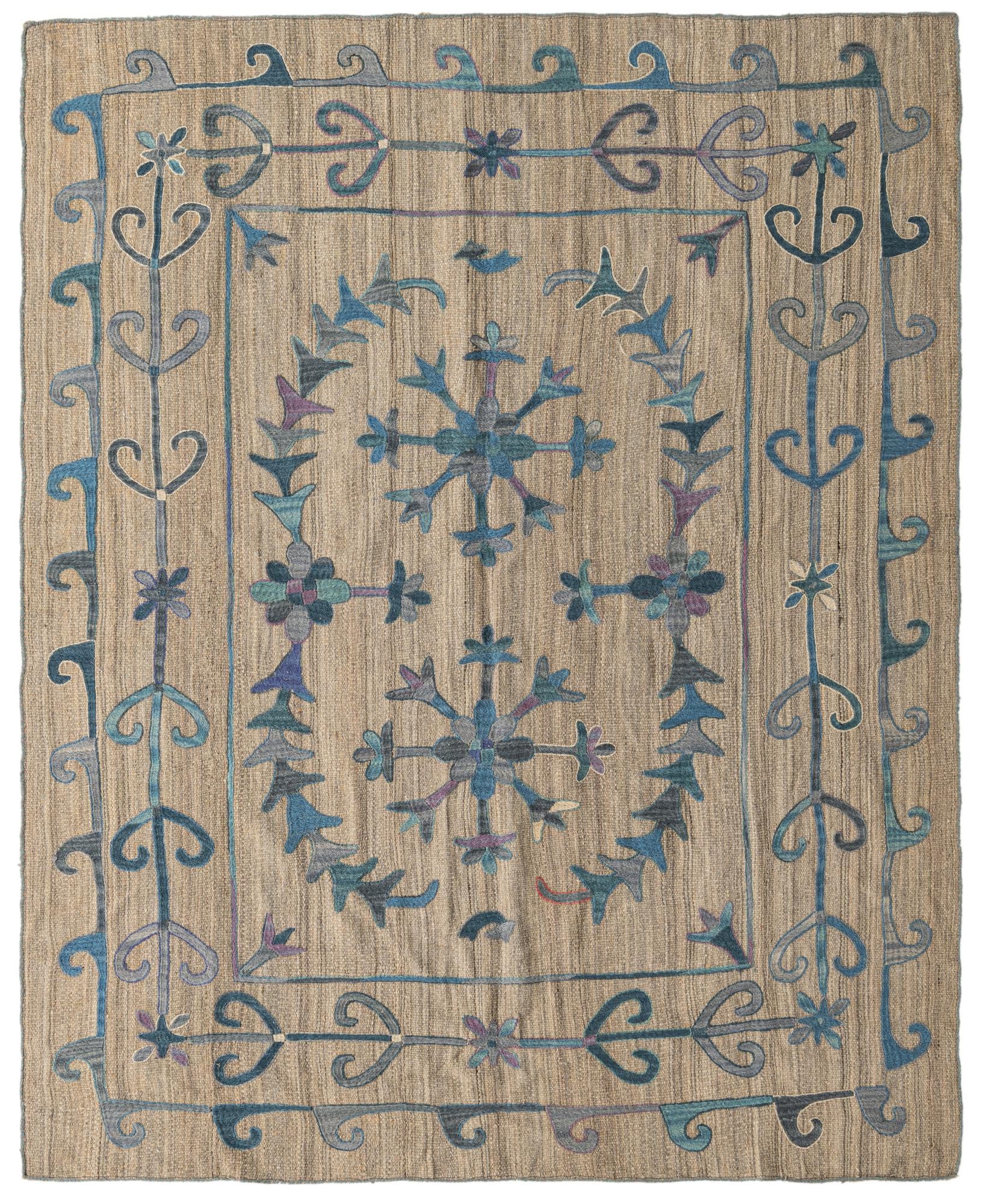 5' 10 x 7' 1 Hand Woven Kilim Suzani Wool Rug