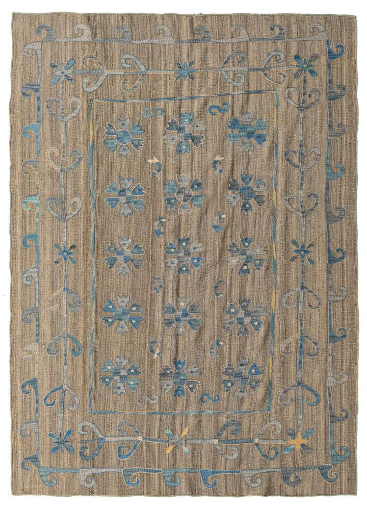 5' 9 x 7' 10 Hand Woven Kilim Suzani Wool Rug