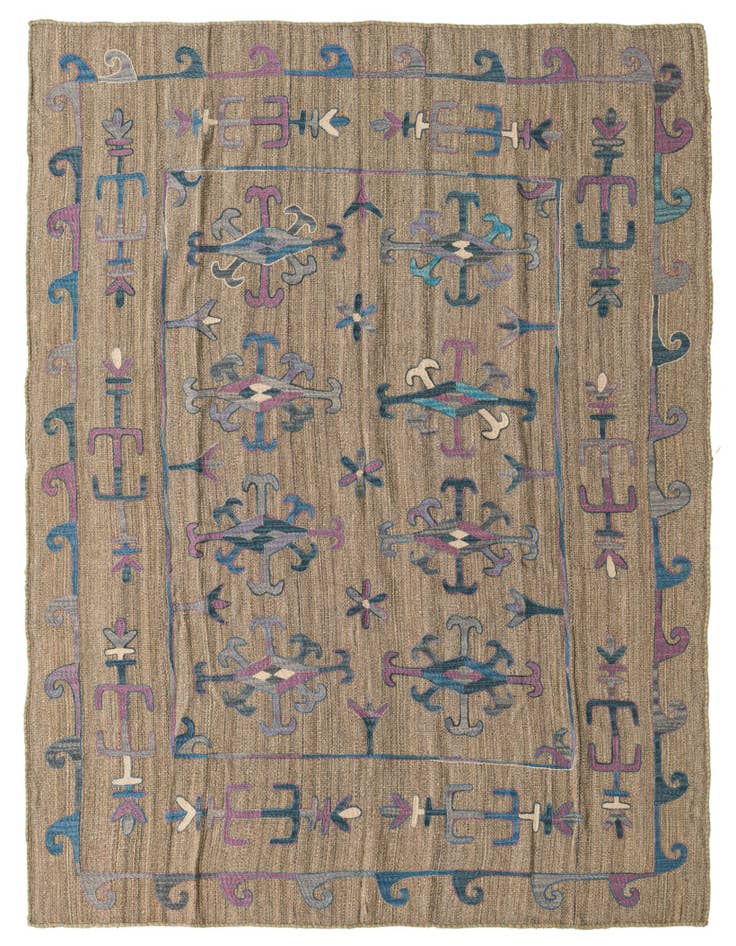 Detail image of 5' 9 x 7' 2 Hand Woven Kilim Suzani Wool Rug