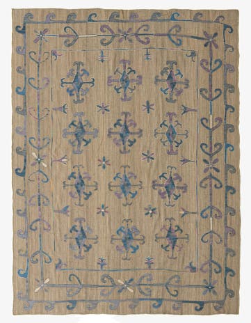 6' 9 x 8' 9 Hand Woven Kilim Suzani Wool Rug