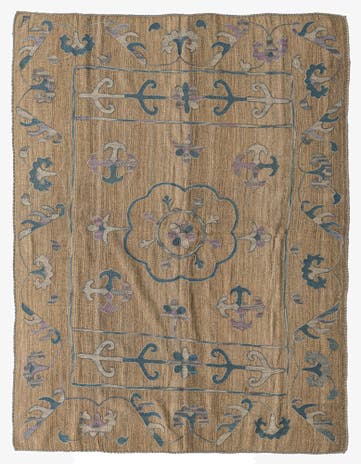 5' 1 x 6' 5 Hand Woven Kilim Suzani Wool Rug