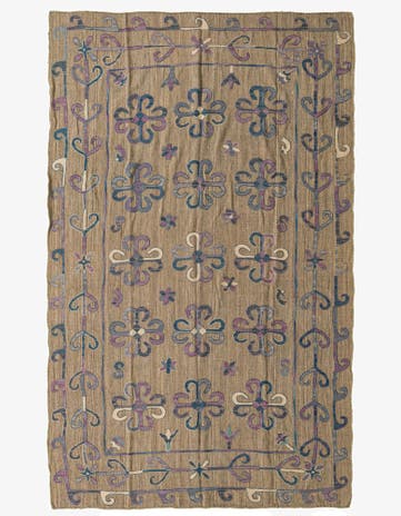 6' 1 x 9' 9 Hand Woven Kilim Suzani Wool Rug