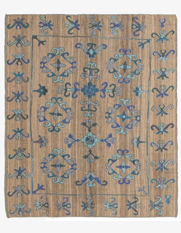 6' 2 x 7' Hand Woven Kilim Suzani Wool Rug