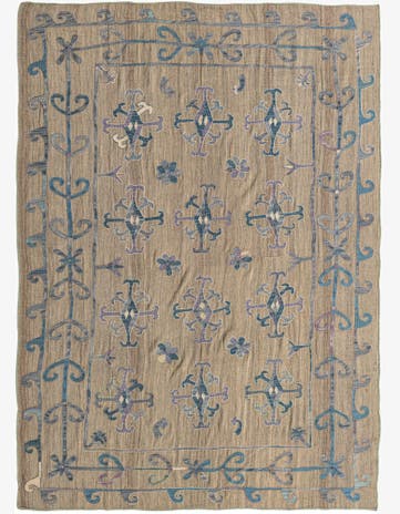 6' 3 x 9' Hand Woven Kilim Suzani Wool Rug