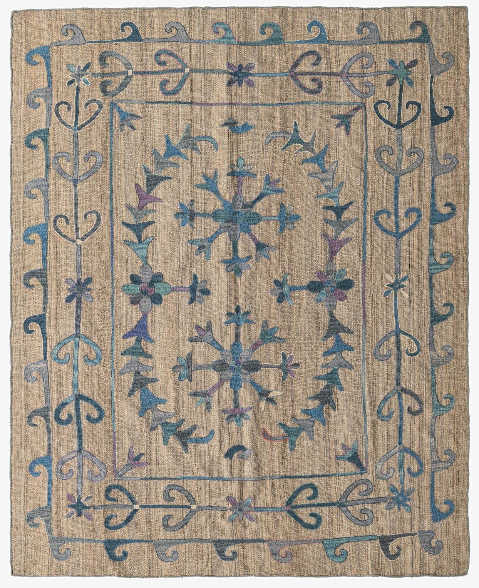 5' 10 x 7' 1  Hand Woven Kilim Suzani Wool Rug