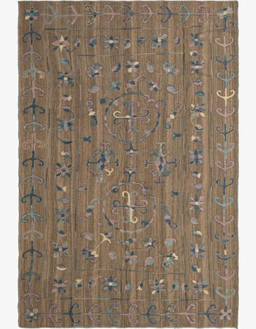 6' 6 x 9' 6 Hand Knotted Kilim Suzani Wool Rug