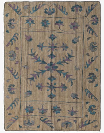 4' 10 x 6' 7 Hand Woven Kilim Suzani Wool Rug