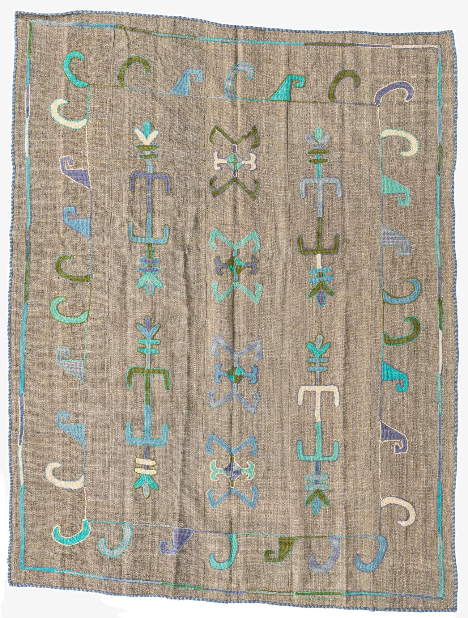 5' x 6' 3  Hand Woven Kilim Suzani Wool Rug