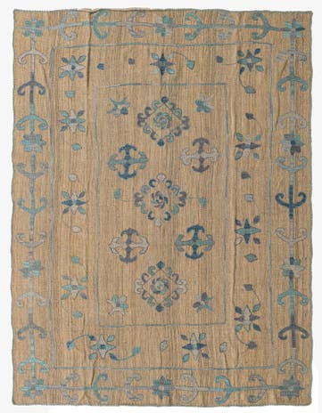 5' 6 x 7' 5 Hand Woven Kilim Suzani Wool Rug