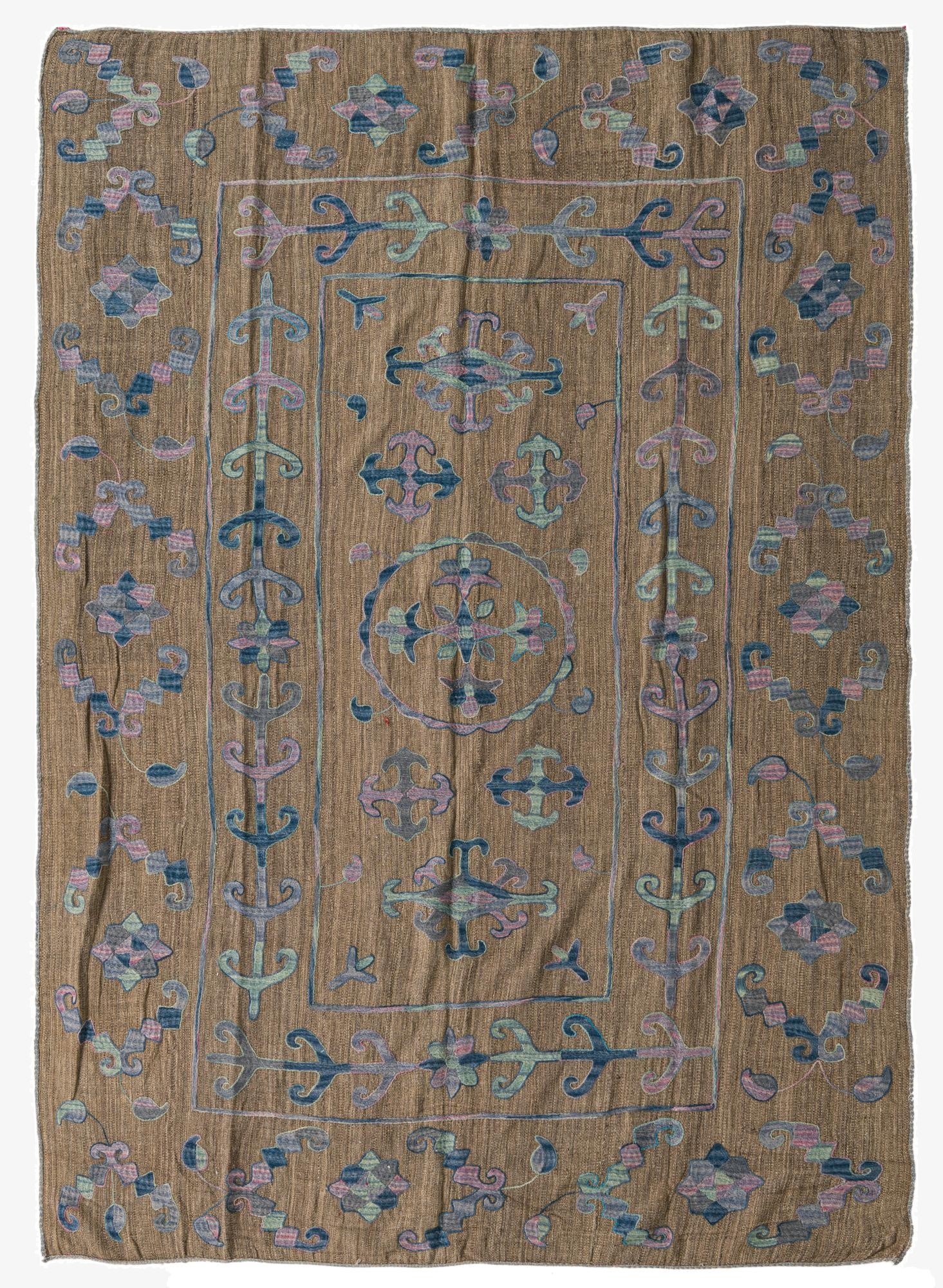 6' 5 x 9'  Hand Woven Kilim Suzani Wool Rug