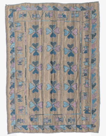 4' 10 x 6' 8 Hand Woven Kilim Suzani Wool Rug