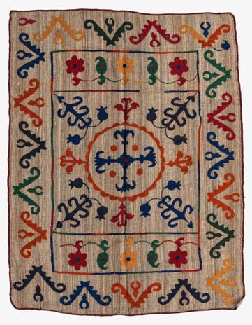 4' 11 x 6' 4 Hand Woven Kilim Suzani Wool Rug