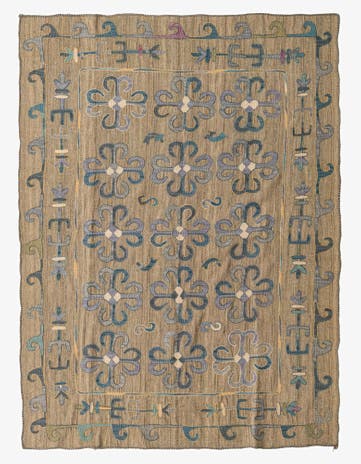 5' 7 x 7' 5 Hand Woven Kilim Suzani Wool Rug