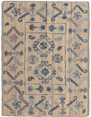 5' x 6' 3 Hand Woven Kilim Suzani Wool Rug