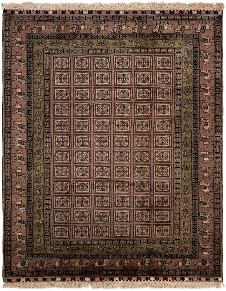 Detail image of 6' 9 x 10' 1 Hand Knotted Lahour Oriental Wool Rug