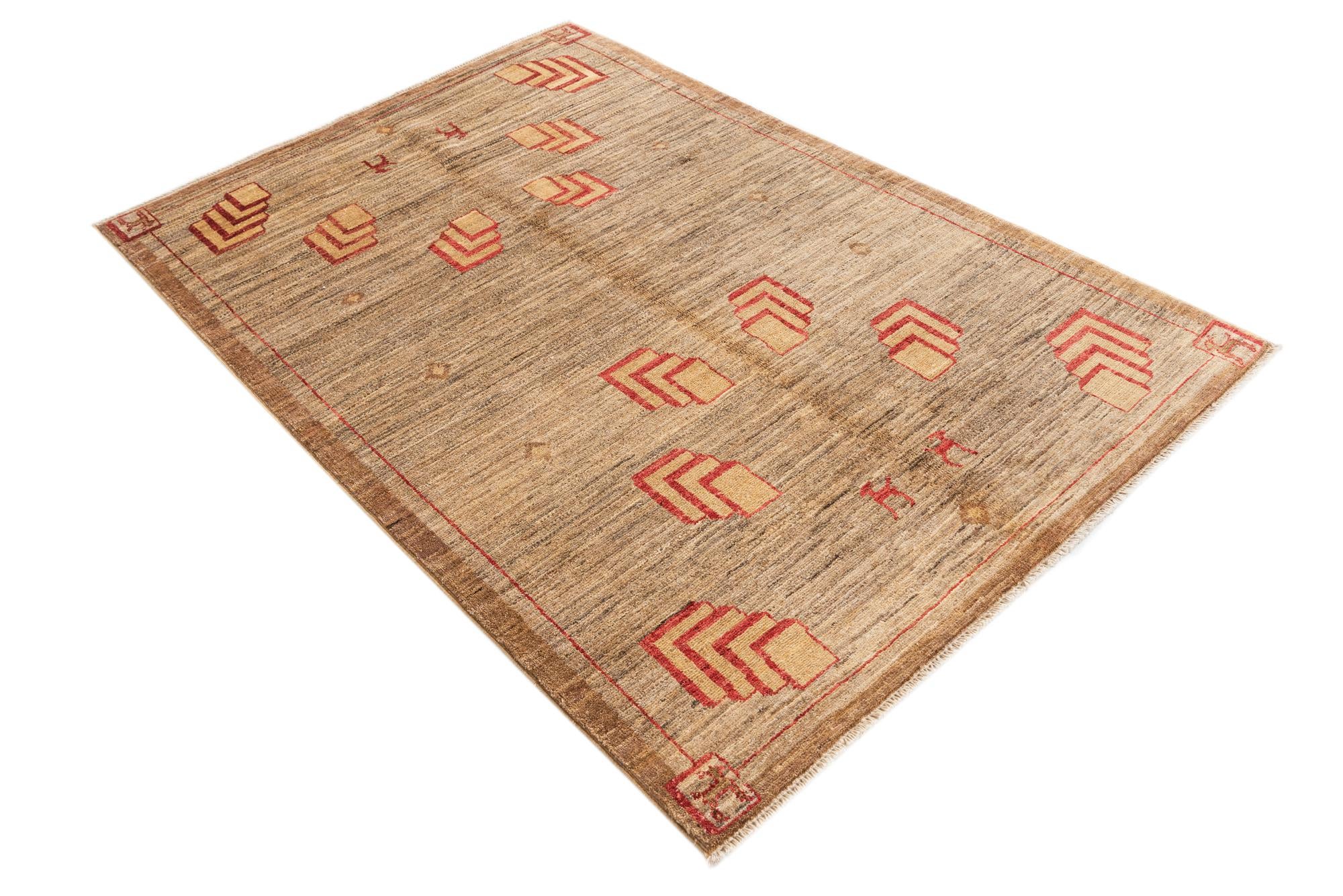 4' x 6' Hand Knotted Modern Ziegler Rug