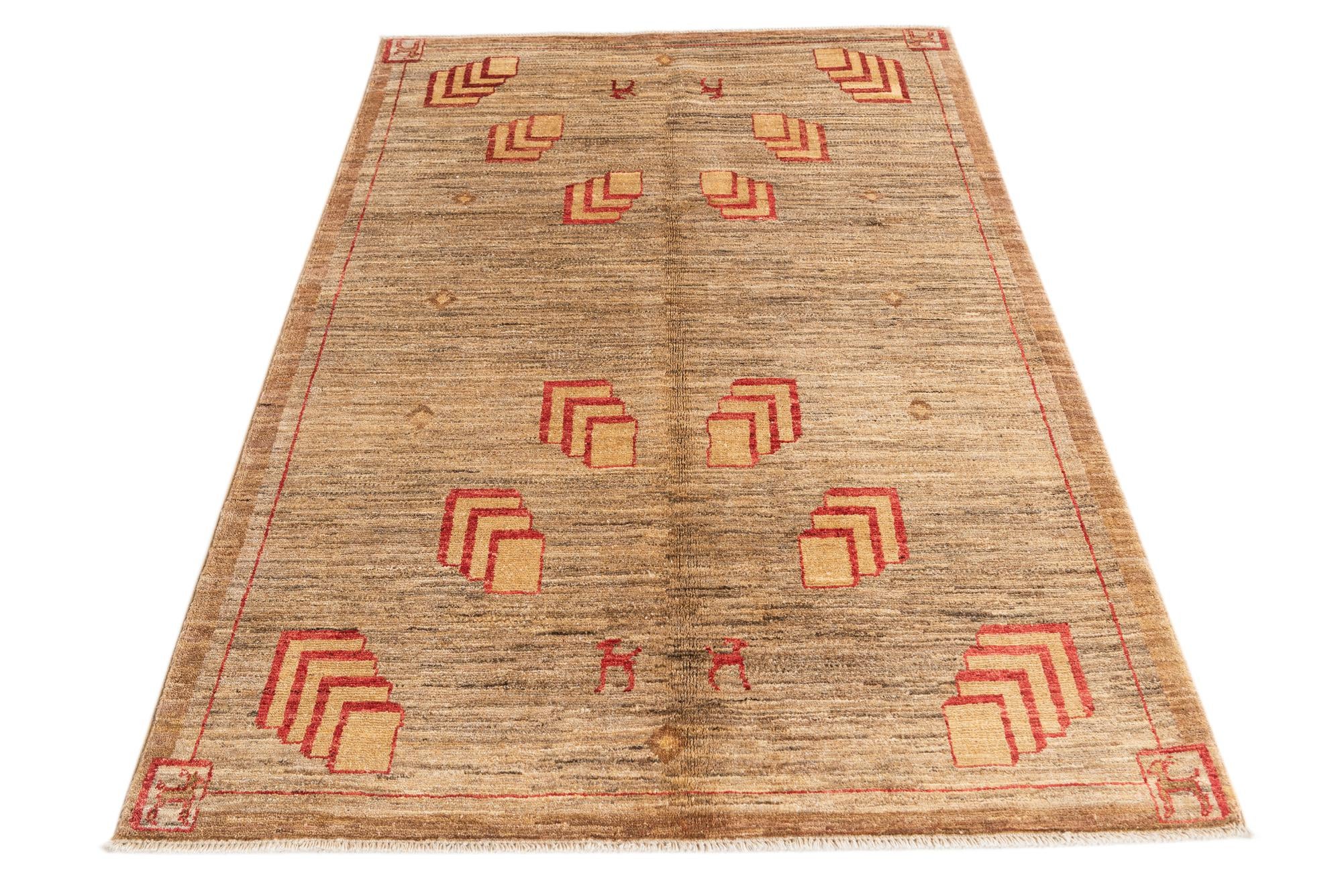 4' x 6' Hand Knotted Modern Ziegler Rug