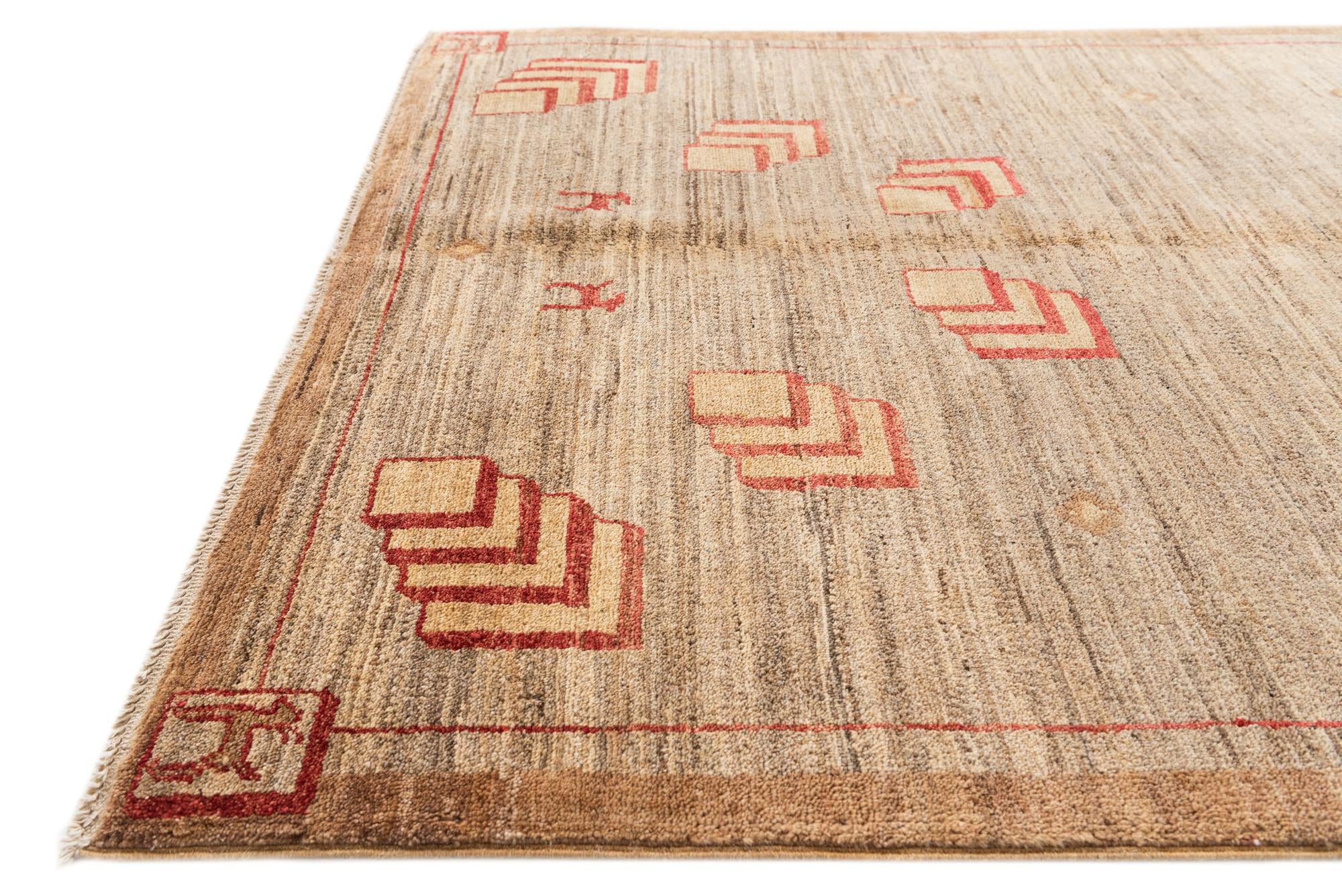 4' x 6' Hand Knotted Modern Ziegler Rug